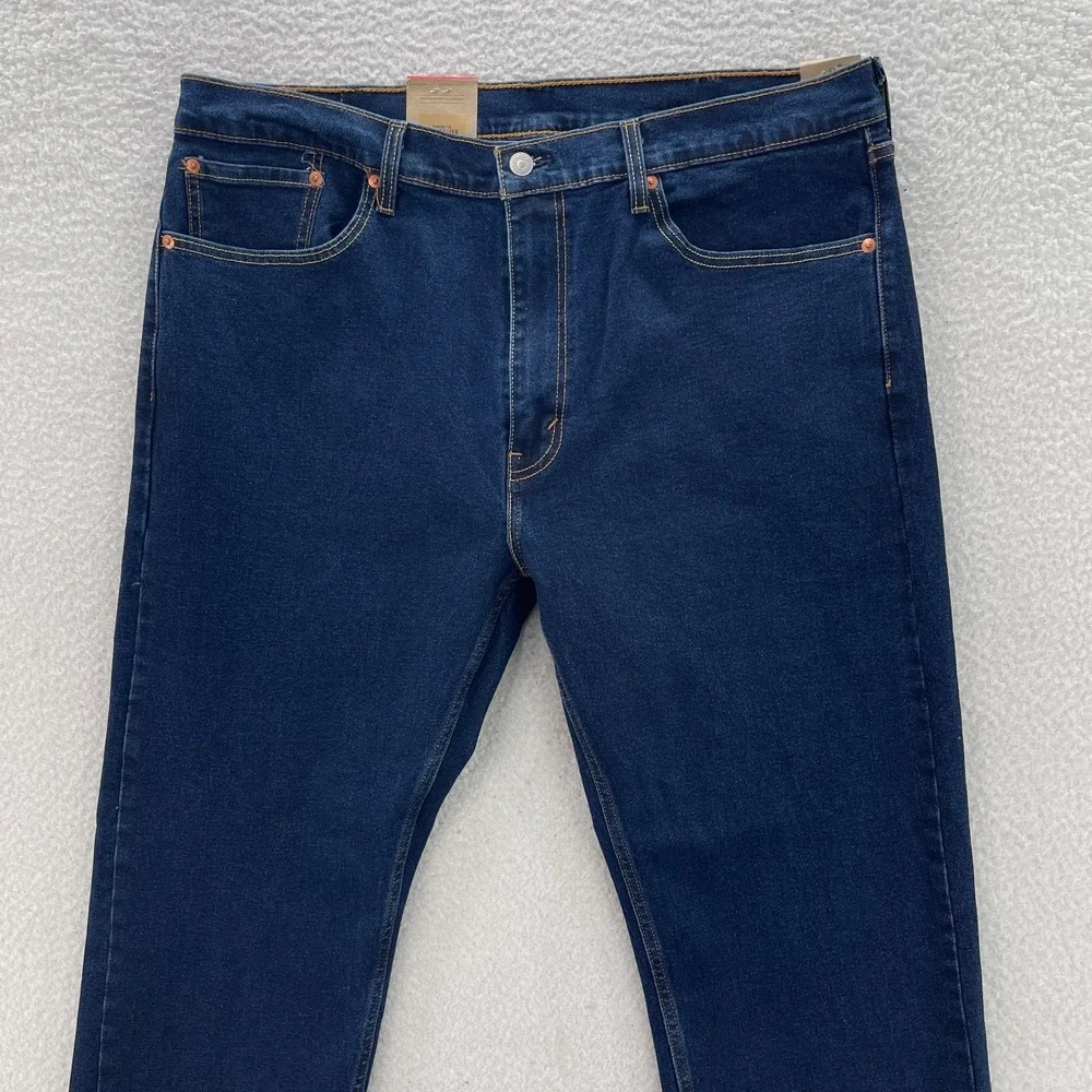 Levis Jeans Mens 38x32 Blue 505 Regular Straight Dark Wash Stretch Denim Cowboy